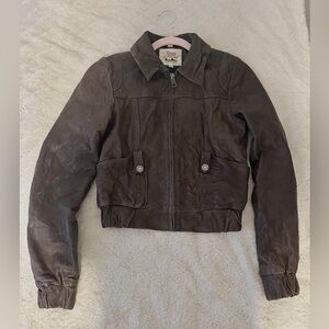 SevenForAllMankind Brown Leather Bomber Jacket